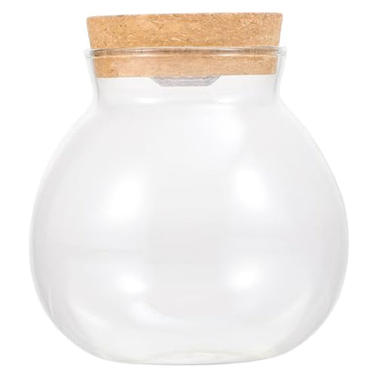 Glass Terrarium Jar with Led Light, Closed Terrarium Jar with Lid for Moss, Succulents and Betta Fish Tank, Large Clear Round Desk Plant Container Ecosystem for Home & Office Decor (no Plants) - size: 10.50X10.00X10.00CM