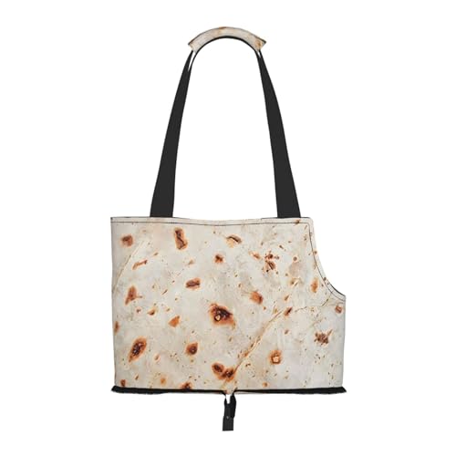 Small Pet Carrier Purse Bag, Taco Crust Print Shoulder Bag for Dogs Cats, Puppy Tote Travel Handbag - color: Taco Crust