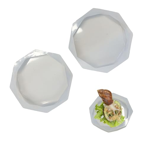 Silicone Snail Food Bowl and Water Dish 2-Pack Set, Soft Shallow Reptile Amphibian Feeding Dishes for Snails, Hermit Crabs, Frogs, Lizards, Small Pet Habitat Accessories (White)