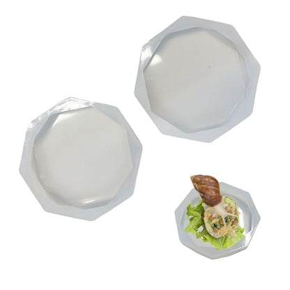 Silicone Snail Food Bowl and Water Dish 2-Pack Set, Soft Shallow Reptile Amphibian Feeding Dishes for Snails, Hermit Crabs, Frogs, Lizards, Small Pet Habitat Accessories (White)