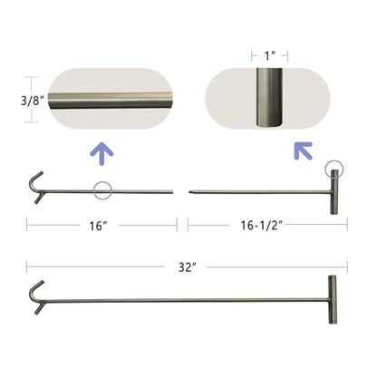 5th Wheel Pin Puller,Portable Stainless Steel Type S-Hook 32 inch,1pack