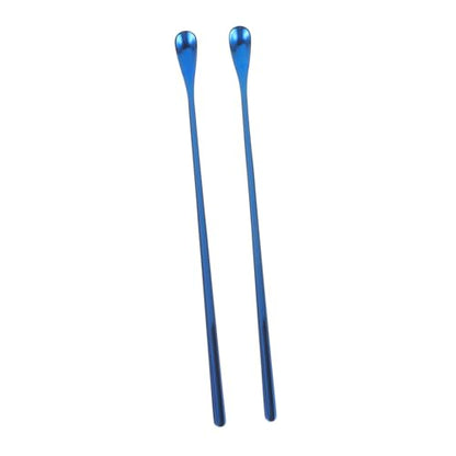 BESPORTBLE 2pcs Reptile Feeding Spoon Long Handle Lizard Food Scoop Tool Ergonomic Design for Solid and Liquid Pet Food Safe Material Comfortable to Use - color: Blue