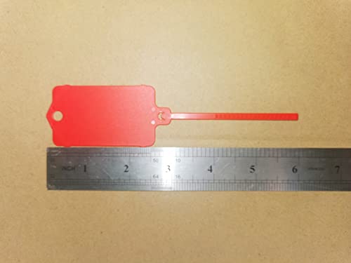 100pcs Reusable Blank Plastic Tags Ties Key Tags 1.45"*2.48" Serrated Tension Sealing Strap with Large Label Plastic Tie Mark Label Waterproof Hang Sign Write on Tag (Red, 100pcs) - color: Red