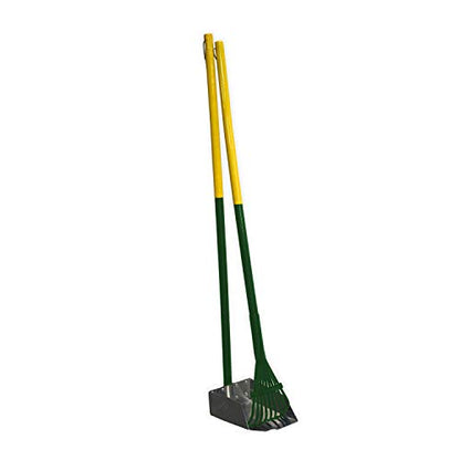 Four Paws Dog Rake & Scooper Set for Pet Waste Pick-Up, Small, 2 Count | Stainless steel long-handled dog waste tool, rake & pan design, easy pet waste pickup, 38" x 7" - size: Small, 7" x 7" x 38", style: Rake & Pan Set