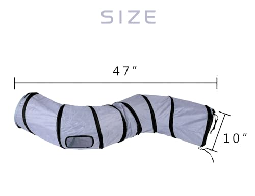iCAGY Cat Tunnel Toys for Indoor Cats Kittens Rabbits, Pet Toy Play Tunnels | Interactive Crinkle Pop Up Tunnel Toys, Relieve Cat Boredom, Dark Grey 47" Shape S - color: Dark Grey
