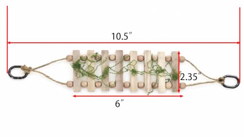 Jumping Spider Enclosure Accessories Magnetic Jumping Spider Rope Bridge with Artificial Moss Handmade Rectangular Solid Wood Suspension Bridge (Natural Wood Color)