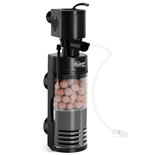 hygger Quiet Electric Sponge Filter 10-40 Gallon Fish Tank Filter with Bio Balls Venturi Hose, Aquarium Internal Filter 7W 100 GPH - size: Electric For 10-40 Gallon