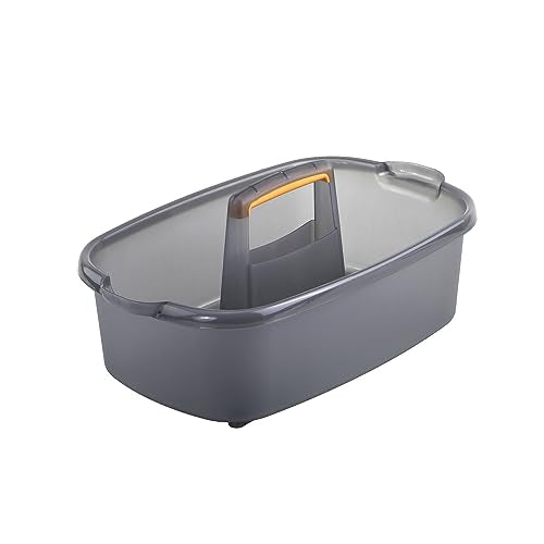 Casabella Cleaning Storage Caddy with Handle Plastic Multipurpose Organizer, Rectangle, 1.85-Gallon, Gray - color: Gray, size: 1.85 Gallon