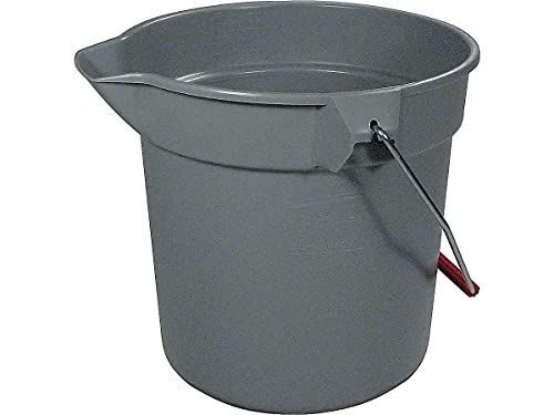 Rubbermaid Commercial Products Brute Heavy-Duty Round Bucket 10-Quart/2.5 Gallon Gray Corrosive-Resistant Pail with Handle for Professional/Janitorial Cleaning and Material Transport