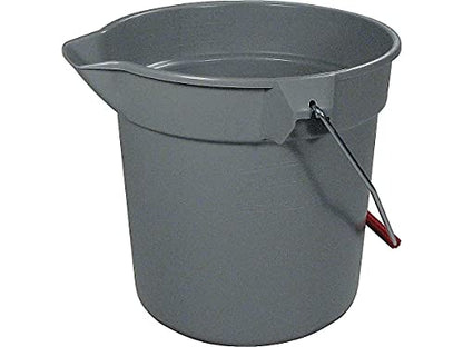 Rubbermaid Commercial Products Brute Heavy-Duty Round Bucket 10-Quart/2.5 Gallon Gray Corrosive-Resistant Pail with Handle for Professional/Janitorial Cleaning and Material Transport