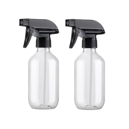 Spray Bottles 2Pack 10oz Fine Mist Empty Squirt Bottle for Cleaning | Refillable Plastic Water Spray Bottle with Adjustable Nozzle BPA Free Small Spray Bottle for Hair Plants Pet Training - color: 2Clear