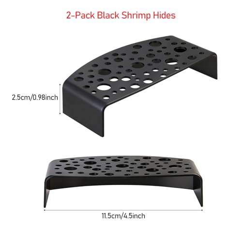 Shrimp Hides 2 Pack Aquarium Cave Breeding Shelter for Cherry Shrimp | 2 Pack Black Shrimp Cave Hides Multi-Hole Secure Non Toxic Resin Breeding Viewing Shelter for Dwarf Fish