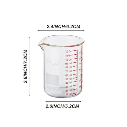 High Borosilicate Glass Measuring Cup-V-Shaped Spout,120ml(4OZ) Glass Measuring Beaker for Kitchen or Restaurant, Easy to Read(Pack of 2) - size: 120ml (4oz) - Pack of 2