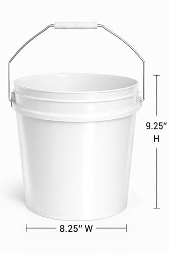 2-Gallon Bucket with Airtight Lid – Made in USA, Food Grade BPA Free Plastic, Heavy Duty Multi-Use, Metal Handle with Grip, Stackable Storage – White, 1 Pack - color: White, size: 1