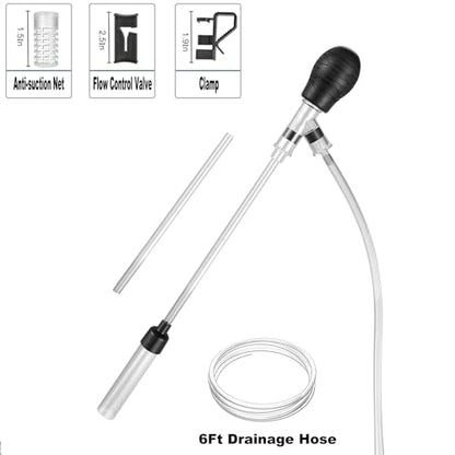 Carefree Fish Aquarium Small Gravel Cleaner 6Ft Hose Fish Tank Water Changer Sand Vacuum Silicone Airbag Adjustable Length ABS(for 3~8Gal Tank) 2026 New Upgrade Version - size: S(3~8Gal)
