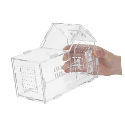 PRETYZOOM Jumping Spider Enclosure with Dual Magnetic Doors and All-Side Ventilation, Acrylic Terrarium 20x15x10 Cm for Tarantulas, Praying Mantis, Hermit Crab Habitat