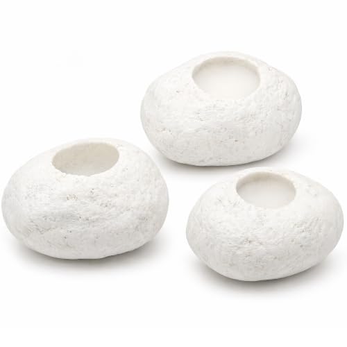 3 Pack White Pebble Plant Weights for Aquarium, Natural Drilled Stone Plant Anchors with 1.2 Inch Hole & Foam Sponge, Aquatic Plant Holders for Fish Tank, Terrarium, Succulent Planter - color: 1.2″ Hole 6pcs