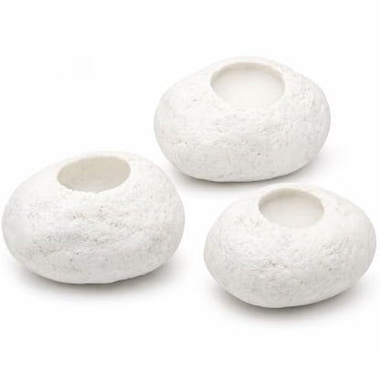 3 Pack White Pebble Plant Weights for Aquarium, Natural Drilled Stone Plant Anchors with 1.2 Inch Hole & Foam Sponge, Aquatic Plant Holders for Fish Tank, Terrarium, Succulent Planter - color: 1.2″ Hole 6pcs