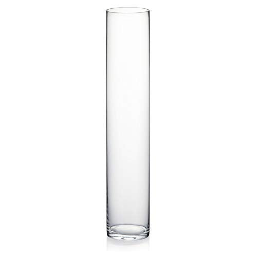 WGVI Quality Thick Weighted Clear Cylinder Glass Vases, 3" W x 16" H, Skinny Bud Tall Vase Floral Bouquet Flower Arrangements Wedding Centerpieces Container Candle Holders Home Decor, 1 Piece - size: 3"x16"H