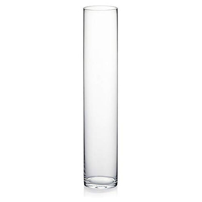WGVI Quality Thick Weighted Clear Cylinder Glass Vases, 3" W x 16" H, Skinny Bud Tall Vase Floral Bouquet Flower Arrangements Wedding Centerpieces Container Candle Holders Home Decor, 1 Piece - size: 3"x16"H