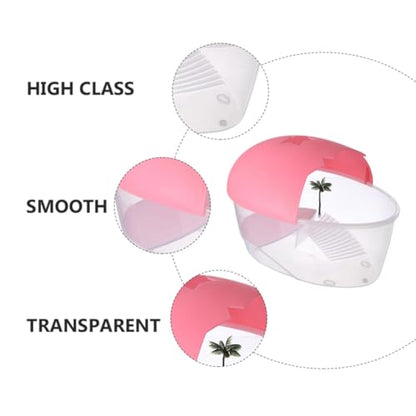 POPETPOP Plastic Reptile Living Tank with Basking Platform and Swimming Area, Home Turtle Tank for Reptile Pets Featuring Ventilation Holes and Easy Cleaning Design, Suitable for Turtle