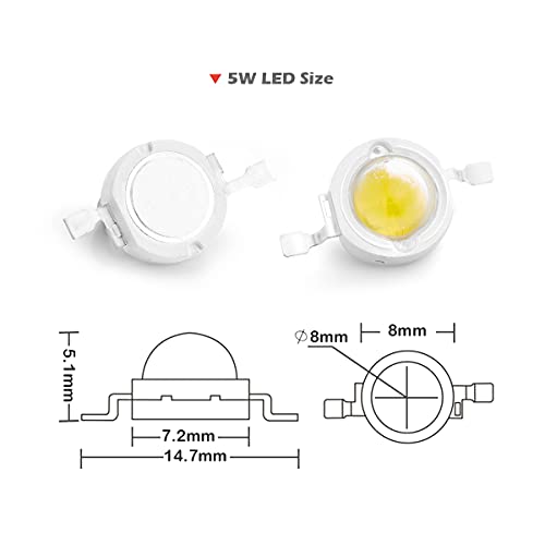 CHANZON 10 pcs High Power Led Chip 5W Warm White 3000K - 3500K | (600mA - 700mA / DC 6V - 7V / 5 Watt) Super Bright Intensity SMD COB Light Emitter Components Diode Bulb Lamp DIY Lighting - color: A) Warm-white (3000k)