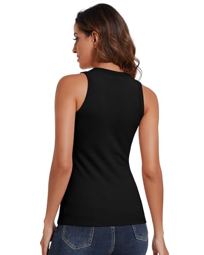WOWENY Women's Thermal Tank Tops Sleeveless Underwear Tops Adjustable Straps Winter Camisole Fleece Shirts Warm Vest - color: Crew Neck-black, size: Small
