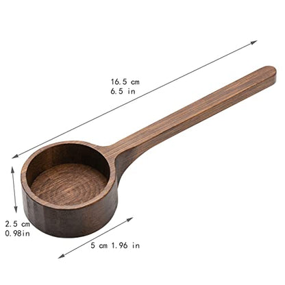 Bamboo Coffee Scoop Long Handle Measuring Scoop for Glass Food Jars - color: Brown 2 pcs