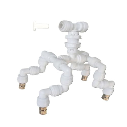 Reptile Adjustable Watering Fogger Mister With Quick-attach Nozzle（0.3mm) Connect With 1/4'' Pipe 1/2/3/4 Head(4-Head White) - color: 4-Head White