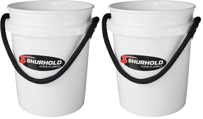 Shurhold 2451 White 5 Gallon Bucket with Black Rope Handle (Pack of 2) - color: White, size: 5 Gallon (Pack of 2)