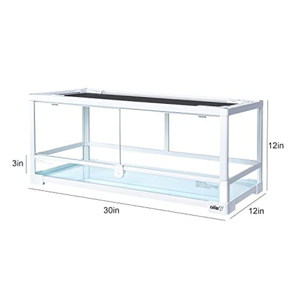 Full Glass Long Tank Reptile Terrarium 20 Gallon, Front Opening Terrarium 30" x 12"x 12" for Reptile Pets Gecko Lizard Snake, Double Front Opening Doors & Ventilation Top Screen (Knock-Down) - size: 30" x 12"x 12"