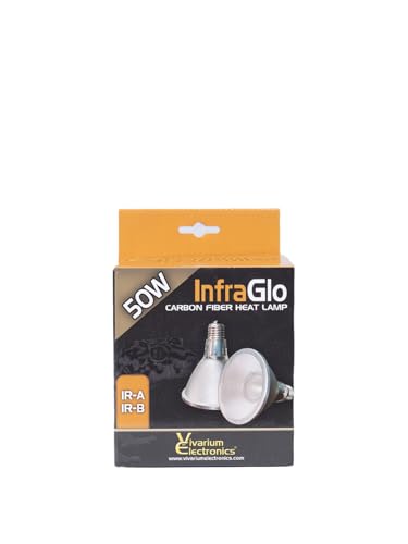 Vivarium Electronics InfraGlo Carbon Fiber Heat Lamp 50W – Infrared Reptile Heat Lamp Bulb for Bearded Dragons, Tortoises, Snakes and Turtle Tanks, Long Lasting Infrared Emitter Bulb for Reptiles