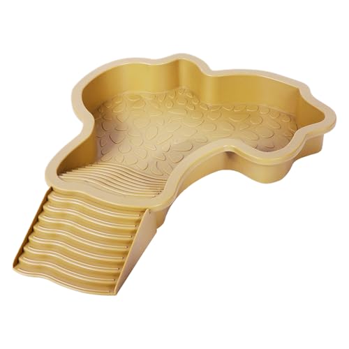 Reptile Water Pool Turtle Pool | Turtle Soaking Tub with Ladder Turtle Pool Scenery for Gecko, Turtle, Bearded Dragon, Aquatic Climbing Pet, Amphibians - color: Brown