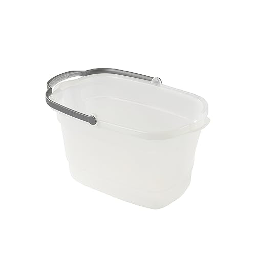 Casabella Cleaning Bucket Rectangular for Mopping or Storage with Handle and Built-In Pour Spouts, 4-Gallon, Clear