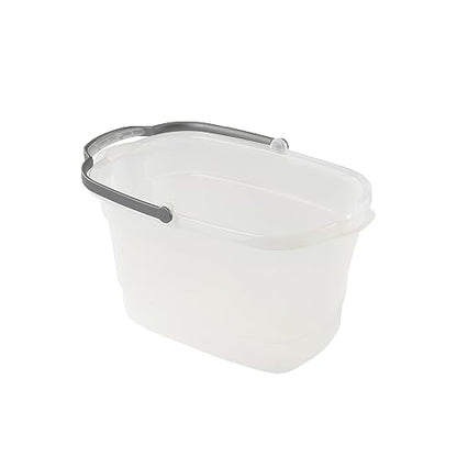Casabella Cleaning Bucket Rectangular for Mopping or Storage with Handle and Built-In Pour Spouts, 4-Gallon, Clear