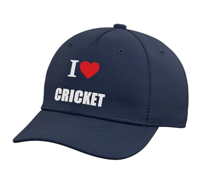 I Love Cricket Bowling Batting Keeper Watching Playing Adjustable Baseball Hat - color: Navy Blue