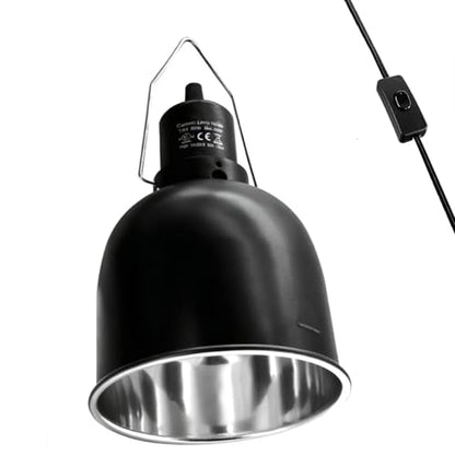 Rosvola Reptile Light Fixture, 5.5 Inch Deep Dome Light Fixture, Multifunctional Aluminum Reptile Dome Light Fixture, Reptiles Heat Lamp Fixture for UVB Bulb Basking Heat Bulb