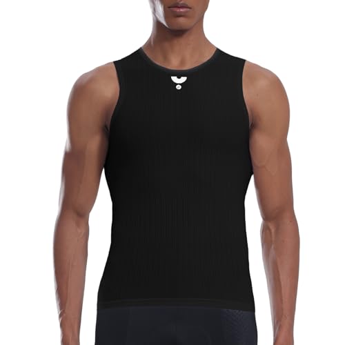 YKYWBIKE Men's Cycling Base Layer Sleeveless Cycling Jersey Men Quick Dry Bicycle Undershirt Mesh Bike Base Layer Vests - color: Black 2061, size: Small