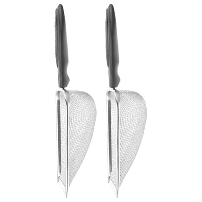 HANABASS 2pcs Stainless Steel Reptile Poop Scooper with 8-mesh Screen, Sand Sifter Scoop for Terrarium Substrate Cleaning, Anti-Slip Handle and Smooth Rounded Edges for Glass Tank Use