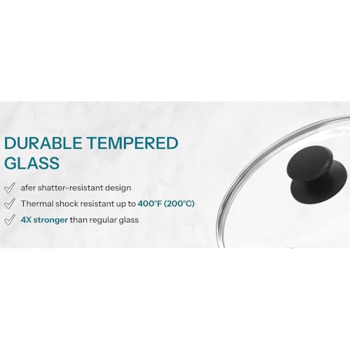 Sunhouse: Tempered Glass Cookware Lid - 10 Inch - Stainless Steel Rim, Heat-Resistant Knob, For Frying Pans-Pots-Woks-Skillets, Oven-Dishwasher Safe | Clear Replacement Cover for Frying Pans, Pots, Cast Iron Skillet - Stainless Steel Rim - Dishwasher & Ov