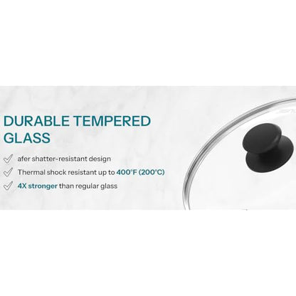 Sunhouse: Tempered Glass Cookware Lid - 10 Inch - Stainless Steel Rim, Heat-Resistant Knob, For Frying Pans-Pots-Woks-Skillets, Oven-Dishwasher Safe | Clear Replacement Cover for Frying Pans, Pots, Cast Iron Skillet - Stainless Steel Rim - Dishwasher & Ov
