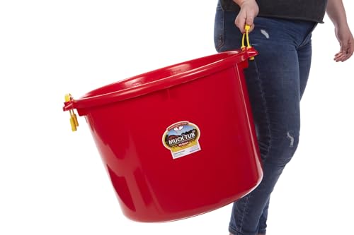 Little Giant® Plastic Muck Tub | Durable & Versatile Utility Bucket with Handles | Muck Bucket | Durable Handles | 70 Quart | Red - color: Red, size: 70 quart