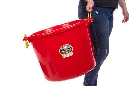 Little Giant® Plastic Muck Tub | Durable & Versatile Utility Bucket with Handles | Muck Bucket | Durable Handles | 70 Quart | Red - color: Red, size: 70 quart