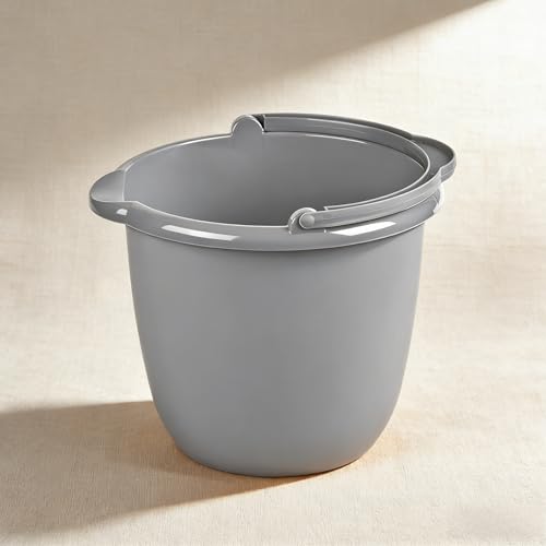 10 Qt. Spout Pail Classic Titanium,Plastic Utility Bucket with Comfortable Handle, Durable Multi-Purpose Pail for Household Cleaning & Storage