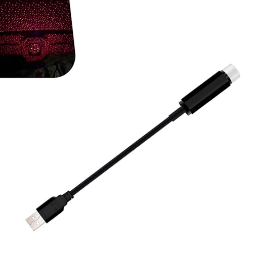 USB Star Projector Night Light, Romantic Interior Roof Star Night Light, Adjustable Portable Car LED Starlight Projector Atmosphere Lamp Decor, for Bedroom Car Party Wall Ceiling(Red) - color: Red