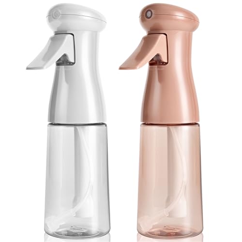 Spray Bottle for Hair, Continuous Mister, 2 Pack, 6.8 Oz, White&Terracotta | Ultra-Fine Mist, Continuous Spray, Leak-proof Misting for Hairstyling, Barbers, Salons, Essential Oil, Cleaning, Planting - color: White & Terracotta, 2 Pack