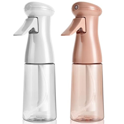 Spray Bottle for Hair, Continuous Mister, 2 Pack, 6.8 Oz, White&Terracotta | Ultra-Fine Mist, Continuous Spray, Leak-proof Misting for Hairstyling, Barbers, Salons, Essential Oil, Cleaning, Planting - color: White & Terracotta, 2 Pack