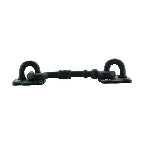 Renovators Supply Manufacturing Door Latch Lock 5.5 in. Black Wrought Iron Hook and Eye Latch for Door with Mounting Hardware - size: 5.5-inch