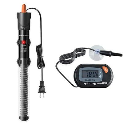 HiTauing Aquarium Heater 25W/50W/100W/200W/300W, Adjustable Knob Fish Tank Heater with Digital Thermometer, Submersible Betta/Turtle Tank Heater for Freshwater and Saltwater Tanks - size: 300W for 50-70 gallon