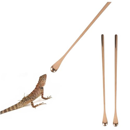 Happyyami 2pcs Feeding Spoon for Reptiles Lizard Food Scoop Pet Food Handle Spoon - color: Rose Gold